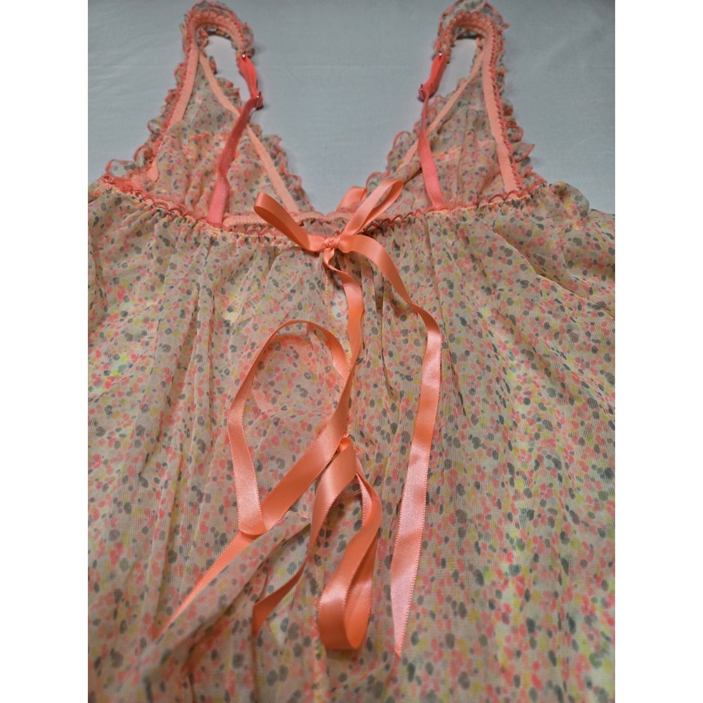 NWT Victoria's Secret Ditsy Floral Sheer Bright Lingerie Set Sz Small Adj Straps - Picture 6 of 10